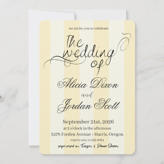Faire invitation de mariage calligraphié minimalis (Devant)