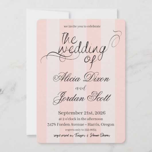 Faire invitation de mariage calligraphié minimalis (Devant)