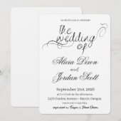 Faire invitation de mariage calligraphié minimalis (Devant / Derrière)