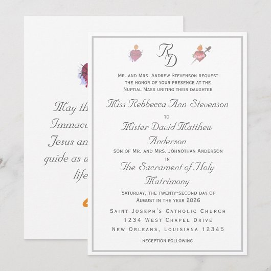 Faire invitation de mariage catholique Deux Cœurs
