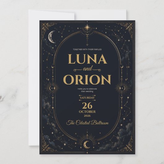 Faire invitation de mariage céleste sombre (Devant)