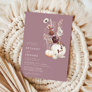 Faire invitation de mariage citrouille florale aut