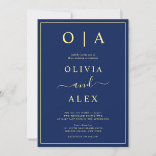 Faire invitation de mariage classique bleu
