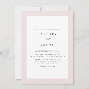 Faire invitation de mariage classique rose tendre