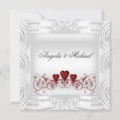 Faire invitation de mariage Cœurs Rouges Blancs Él (Devant)