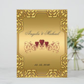 Faire invitation de mariage Cœurs rouges Or (Debout devant)