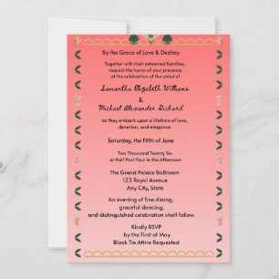 Faire invitation de mariage corail – Cœur moderne