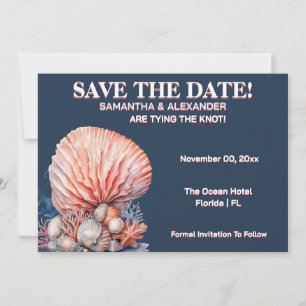 Faire invitation de mariage corail de plage bleu é