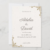 Faire invitation de mariage crème et or (Devant)