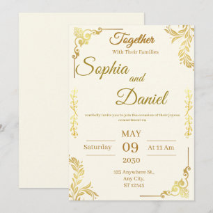 Faire invitation de mariage crème et or