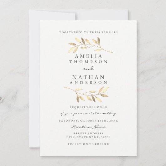 Faire invitation de mariage de jardin à feuille do (Devant)