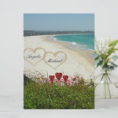 Faire invitation de mariage de plage coeurs rouges (Debout devant)