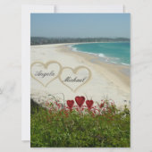 Faire invitation de mariage de plage coeurs rouges (Devant)