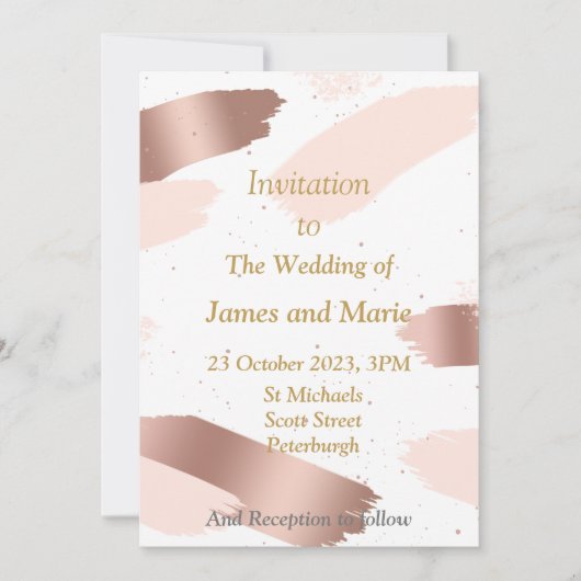 Faire invitation de mariage, éclaboussure rose (Devant)