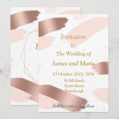 Faire invitation de mariage, éclaboussure rose (Devant / Derrière)