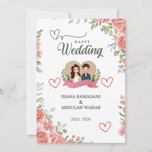 Faire invitation de mariage élégante et heureuse – (Devant)