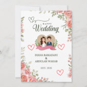 Faire invitation de mariage élégante et heureuse – (Dos)