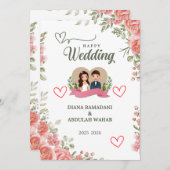 Faire invitation de mariage élégante et heureuse – (Devant / Derrière)