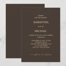Faire invitation de mariage élégante marron profon
