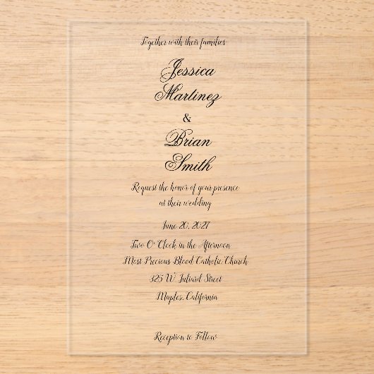 Faire invitation de mariage en acrylique (Recto)