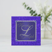 Faire invitation de mariage en cristal BLEU (Debout devant)