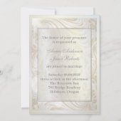 Faire invitation de mariage en damassé de perle bl (Dos)