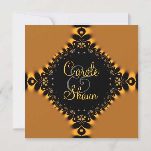 Faire invitation de mariage en dentelle d'or (Devant)