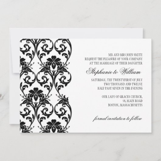 Faire invitation de mariage en dentelle noire vint (Devant)