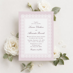Faire invitation de mariage en dentelle rose