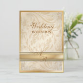 Faire invitation de mariage en or champagne damass (Debout devant)