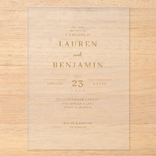 Faire invitation de mariage en or crème