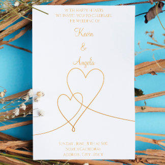 Faire invitation de mariage en or élégant