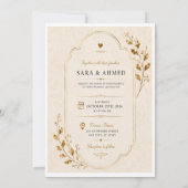 Faire invitation de mariage en or | Fleur classiqu (Dos)