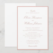 Faire invitation de mariage encadrée pêche douce (Devant / Derrière)