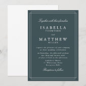 Faire invitation de mariage encadrée sarcelle prof (Devant / Derrière)