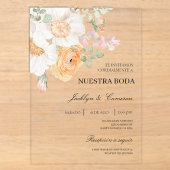 Faire invitation de mariage espagnol à fleurs blan (Recto)