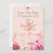 Faire invitation de mariage, fleurs roses (Dos)