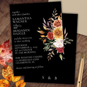 Faire invitation de mariage floral automnal sur fo