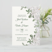 Faire invitation de mariage floral – Blanc & Vert (Debout devant)