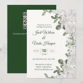 Faire invitation de mariage floral – Blanc & Vert (Devant / Derrière)