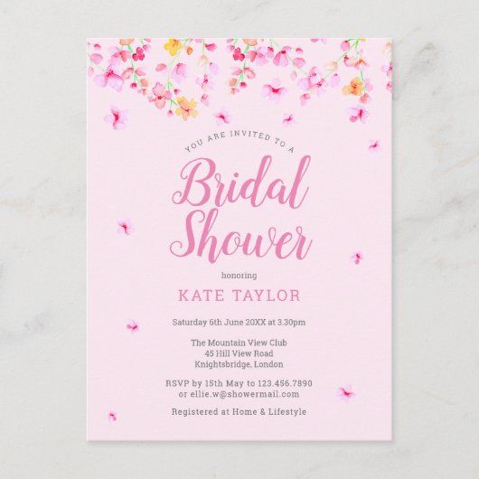 Faire invitation de mariage floral Elegant Blossom (Devant)
