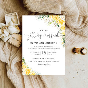 Faire invitation de mariage floral jaune élégant