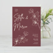 Faire invitation de mariage floral – Marron profon (Debout devant)