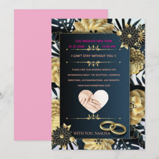 Faire invitation de mariage floral noir et or