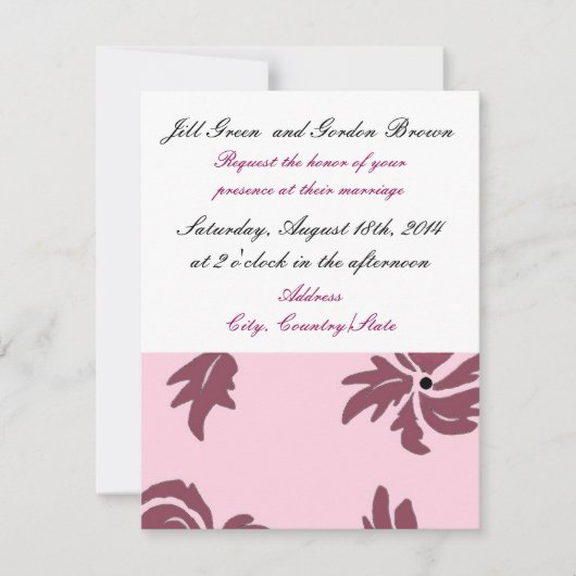 Faire invitation de mariage floral rose (Devant)
