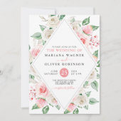 Faire invitation de mariage floral rose pêche pâle (Devant)