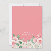 Faire invitation de mariage floral rose pêche pâle (Dos)