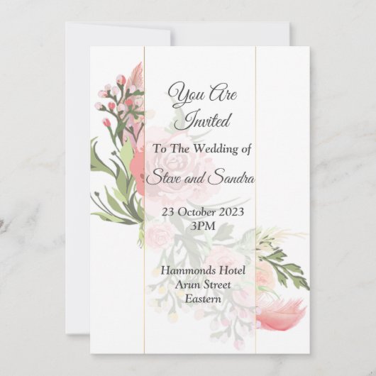 Faire invitation de mariage, floral rose vintage (Devant)