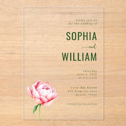 Faire invitation de mariage floral vert (Recto)