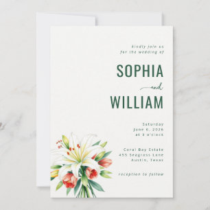 Faire invitation de mariage floral vert élégant